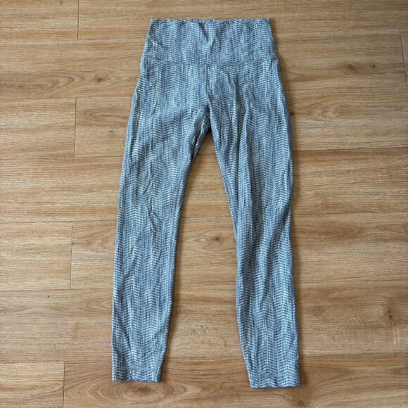 Lululemon Athletic Wunder Under HR Tight Yoga Pants 25” Jacquard Silver Size 6 - Picture 1 of 10
